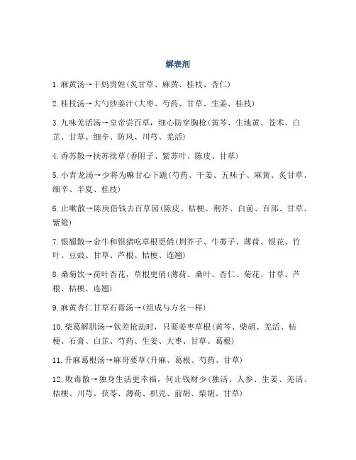 医学知识之解表剂