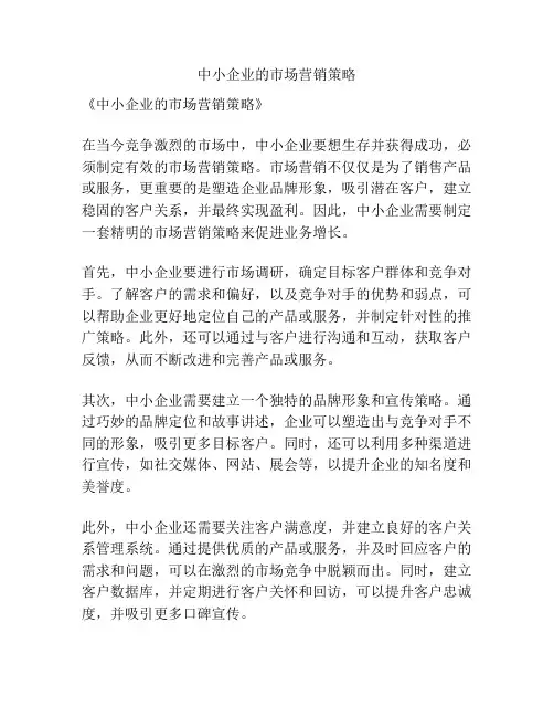 中小企业的市场营销策略