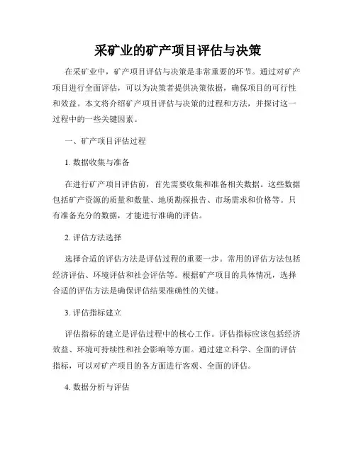 采矿业的矿产项目评估与决策