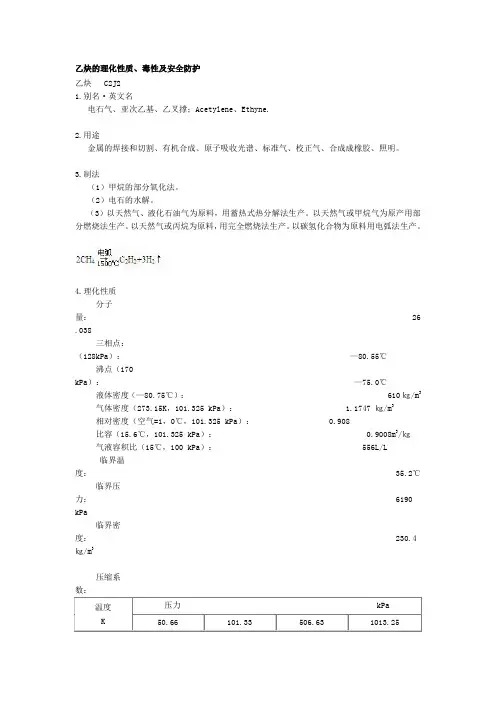 乙炔的理化性质