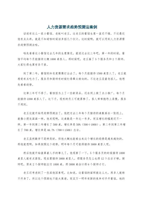 人力资源需求趋势预测法案例