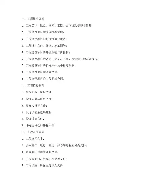 建设工程施工经济资料清单