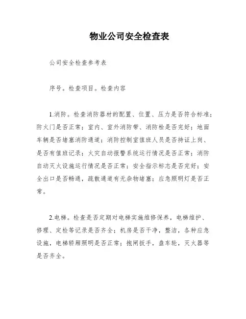 物业公司安全检查表