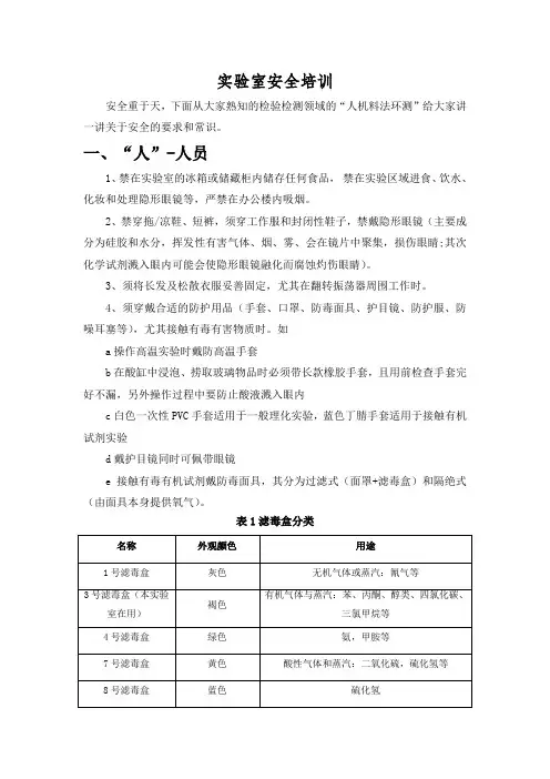 实验室安全培训资料