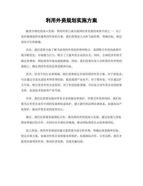 利用外资规划实施方案
