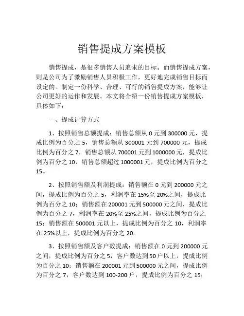 销售提成方案模板