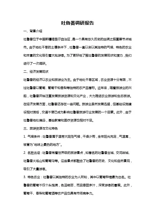 吐鲁番调研报告