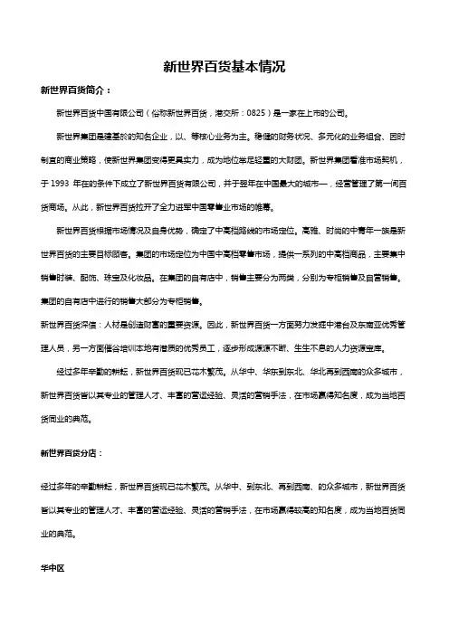 新世界百货概况
