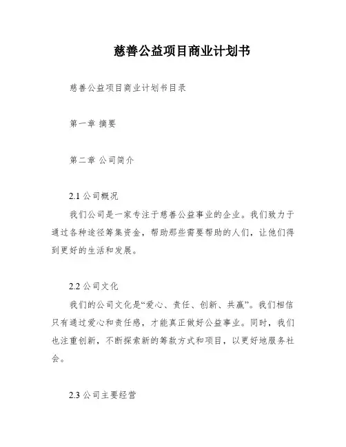 慈善公益项目商业计划书