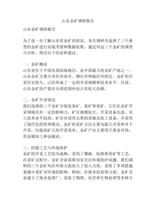山东金矿调研报告