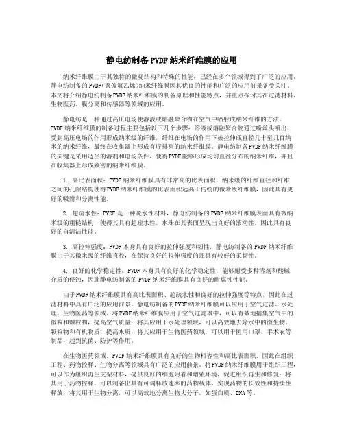 静电纺制备PVDF纳米纤维膜的应用