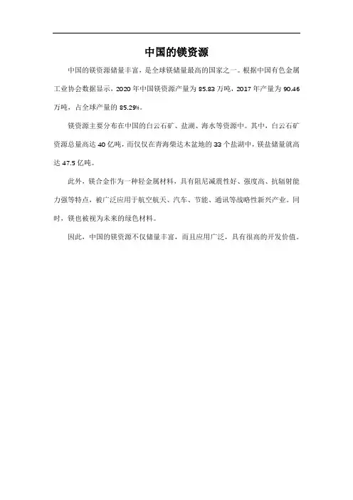 中国的镁资源