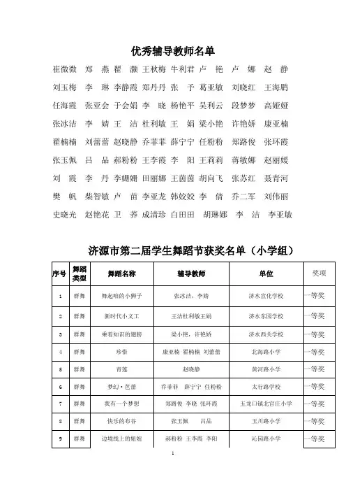 优秀辅导教师名单