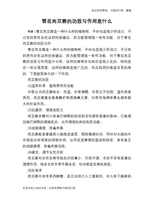 管花肉苁蓉的功效与作用是什么