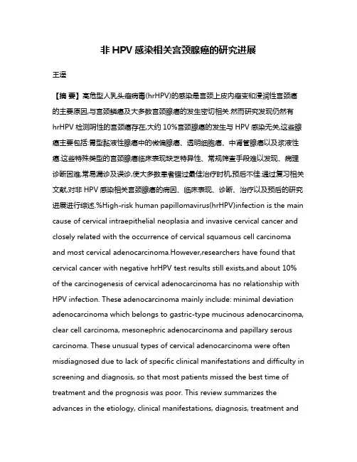 非HPV感染相关宫颈腺癌的研究进展
