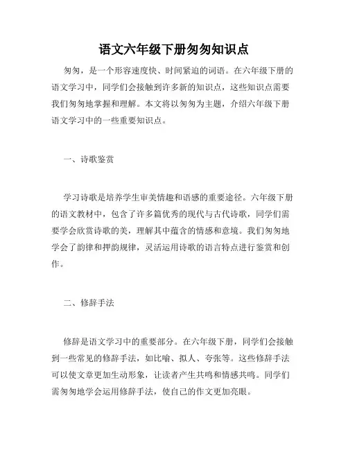 语文六年级下册匆匆知识点