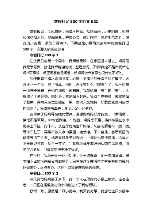 寒假日记500字范文6篇