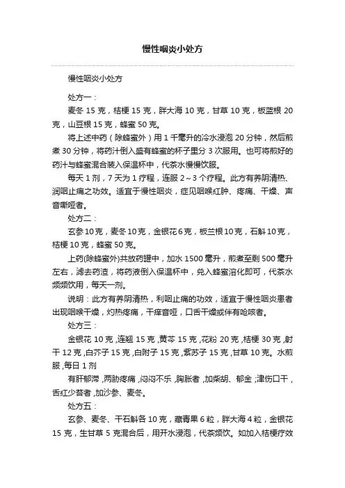 慢性咽炎小处方
