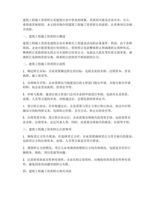 建筑工程施工资质转让