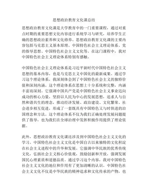思想政治教育文化课总结