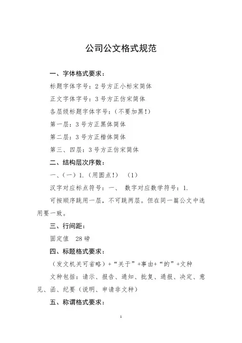 公司公文格式规范