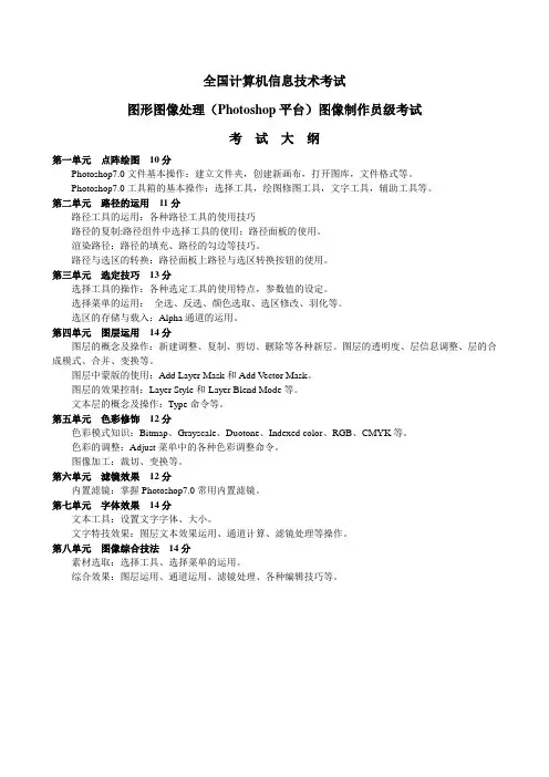 Ps大纲及评分细则