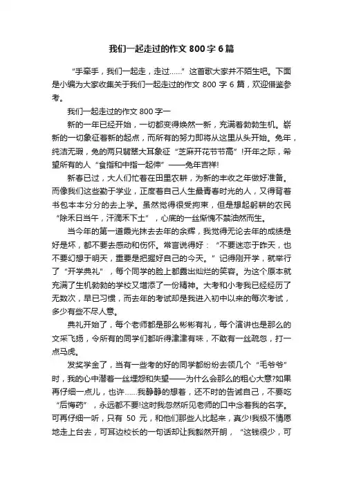 我们一起走过的作文800字6篇