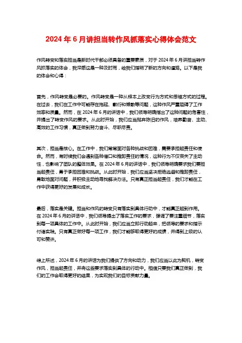 讲担当转作风抓落实心得体会范文