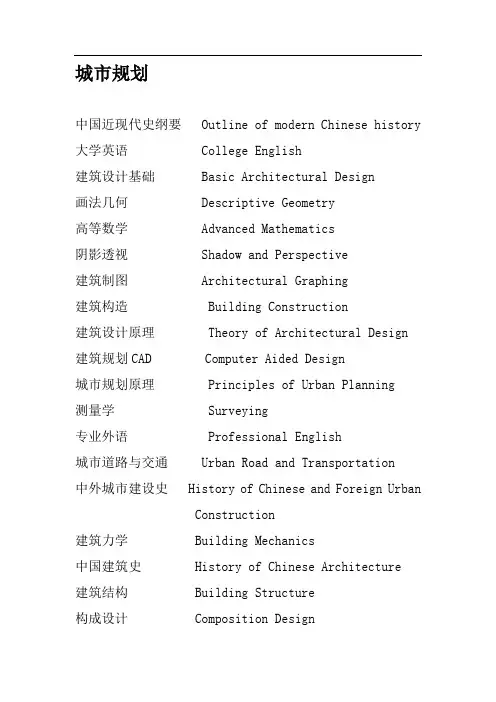 城市规划建筑学课程中英文对照