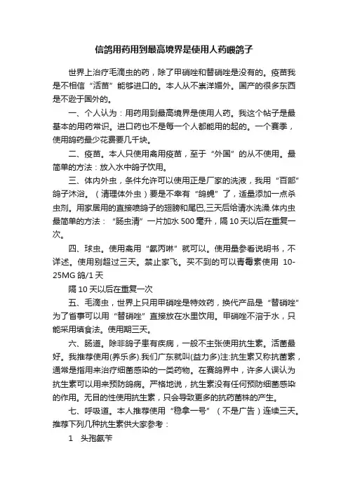 信鸽用药用到最高境界是使用人药喂鸽子