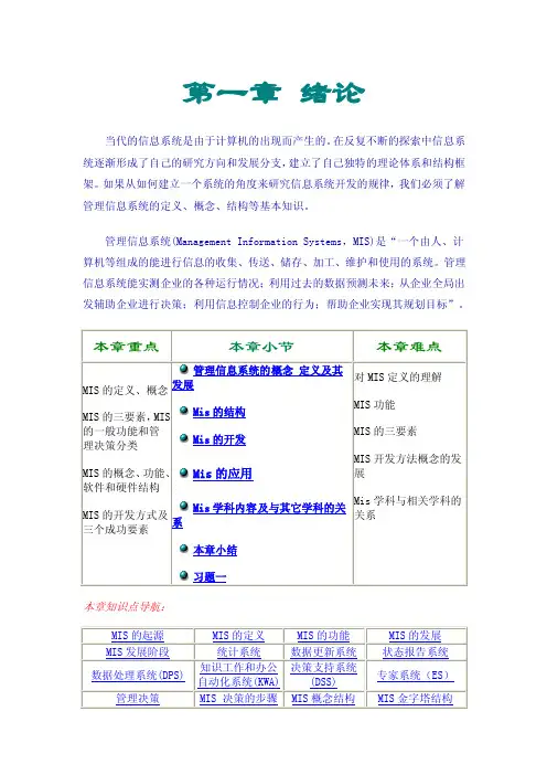 第一章MIS的概念、定义及其发展