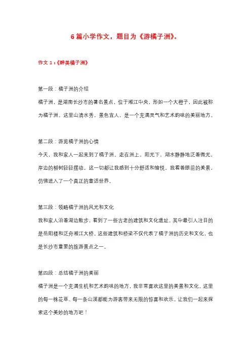 6篇小学作文：主题为《游橘子洲》