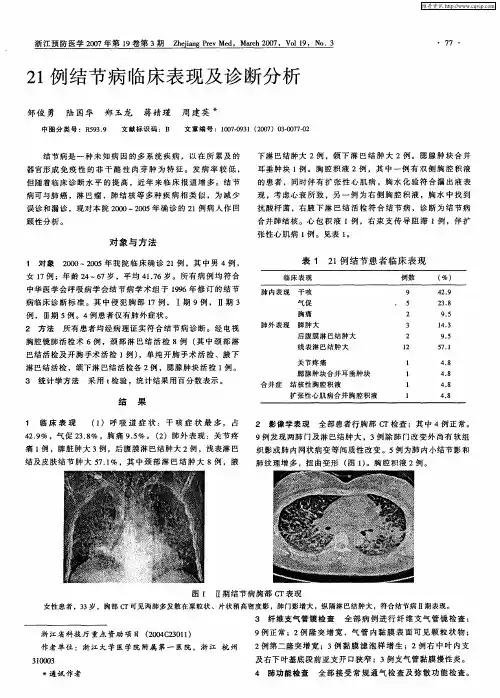 21例结节病临床表现及诊断分析