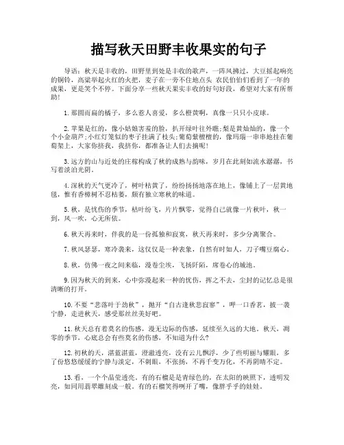 描写秋天田野丰收果实的句子