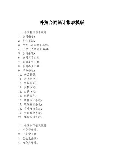 外贸合同统计报表模版