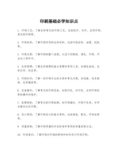 印刷基础必学知识点