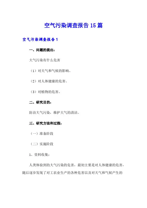 空气污染调查报告15篇