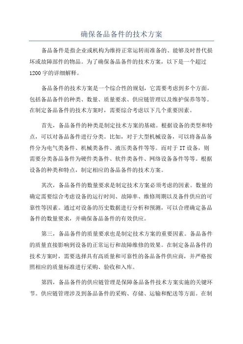 确保备品备件的技术方案