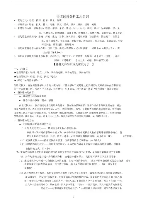 (完整版)初中语文现代文复习资料大全.docx