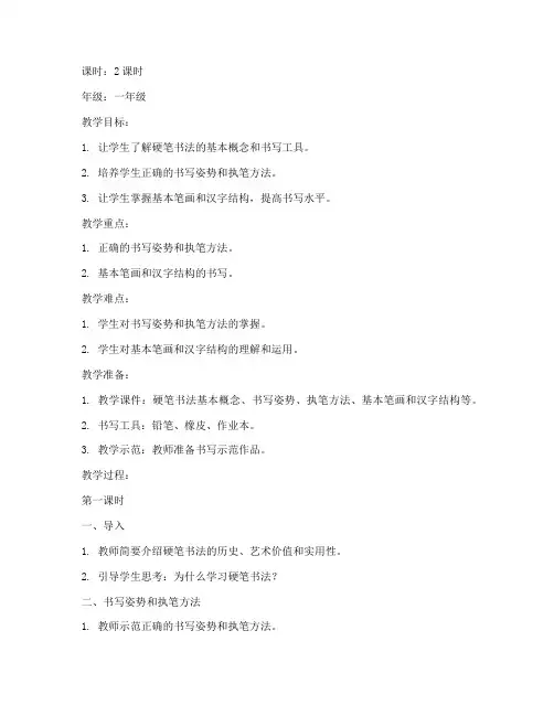 硬笔书法教师教案模板范文