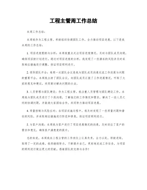 工程主管周工作总结