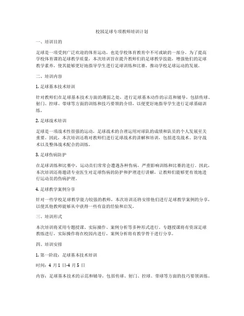 校园足球专项教师培训计划