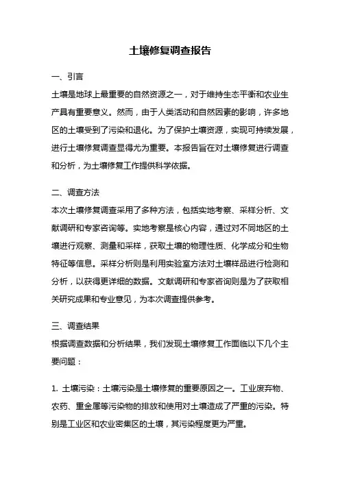 土壤修复调查报告