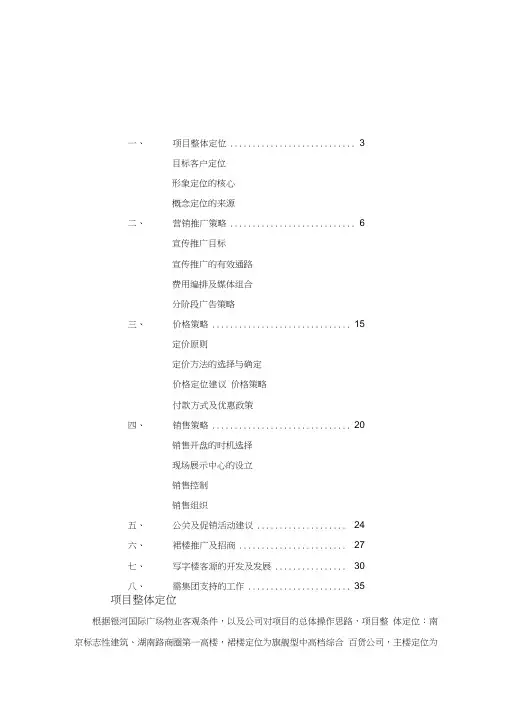 南京银河国际广场策划报告