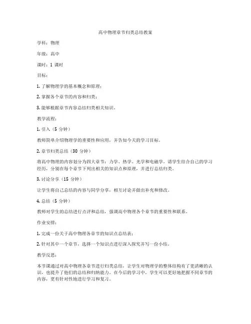 高中物理章节归类总结教案