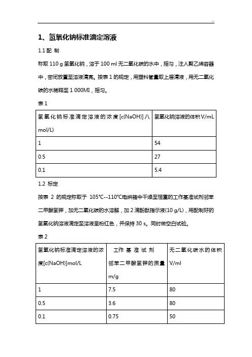 规范标准溶液配制和标定