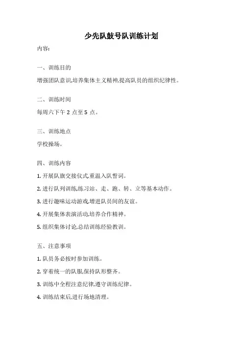 少先队鼔号队训练计划