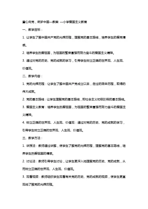 童心向党,筑梦中国—教案 —小学爱国主义教育