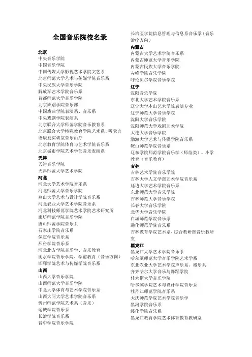 全国音乐院校名录