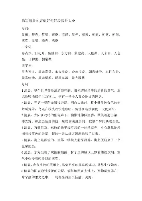 描写清晨的好词好句好段摘抄大全